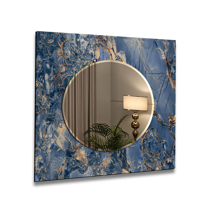 Navy Blue Ceramic Wall Mirror Long Mirror
