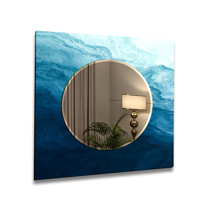 Dark and Light Blue Abstract Wall Mirror Large Mirror
