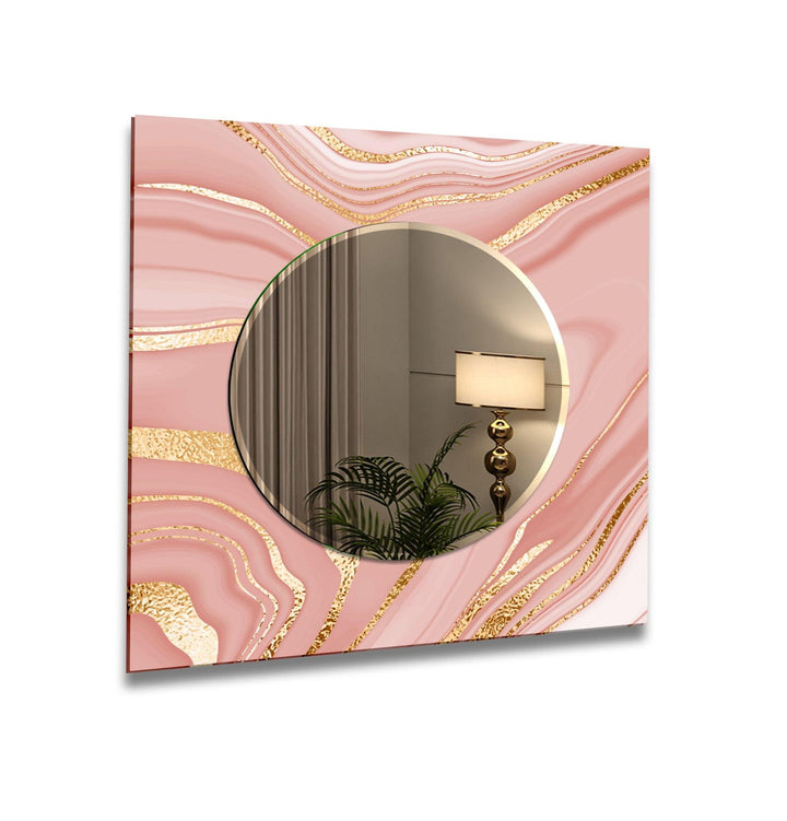 Gold & Pink Wall Mirror Living Room Mirror
