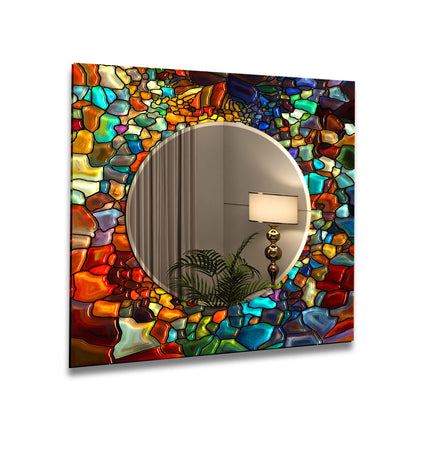 Stained Tempered Glass Wall Mirror