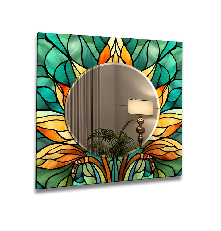 Green Orange Flowers Wall Mirrors Small Wall Mirror
