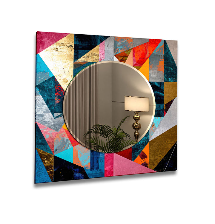 Colorful Geometric Shapes Wall Mirror big mirror for living room
