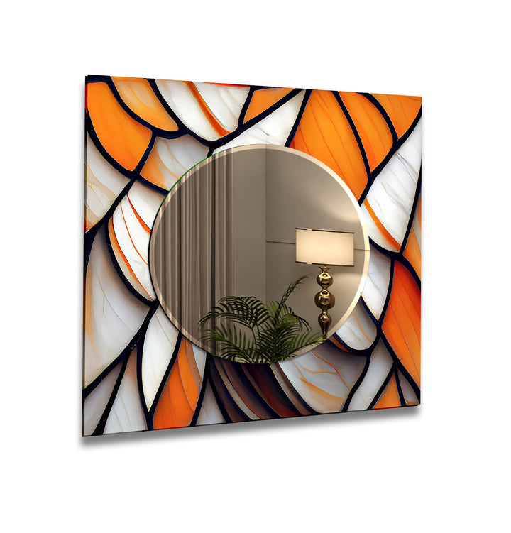 Stained Orange and White Wall Mirror Huge Mirror
