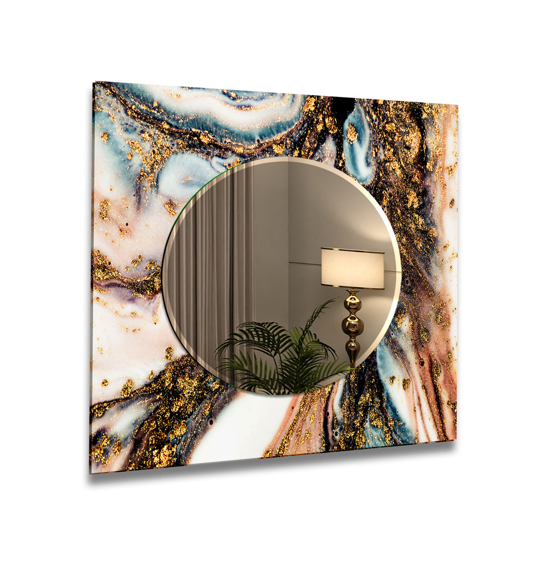 Brown Golden Abstract Wall Mirror Bedroom Mirror
