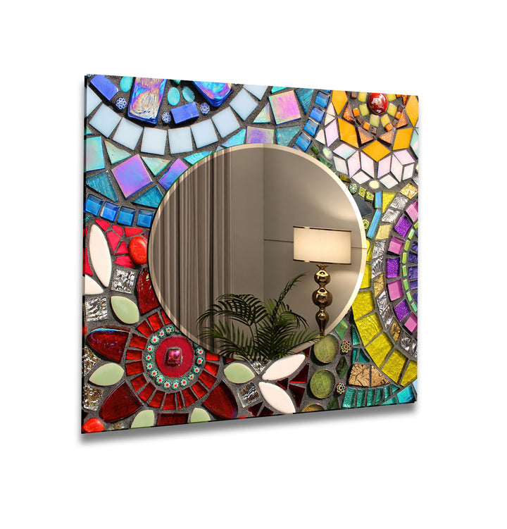 Stained Red & Blue Wall Mirror large wall mirror
