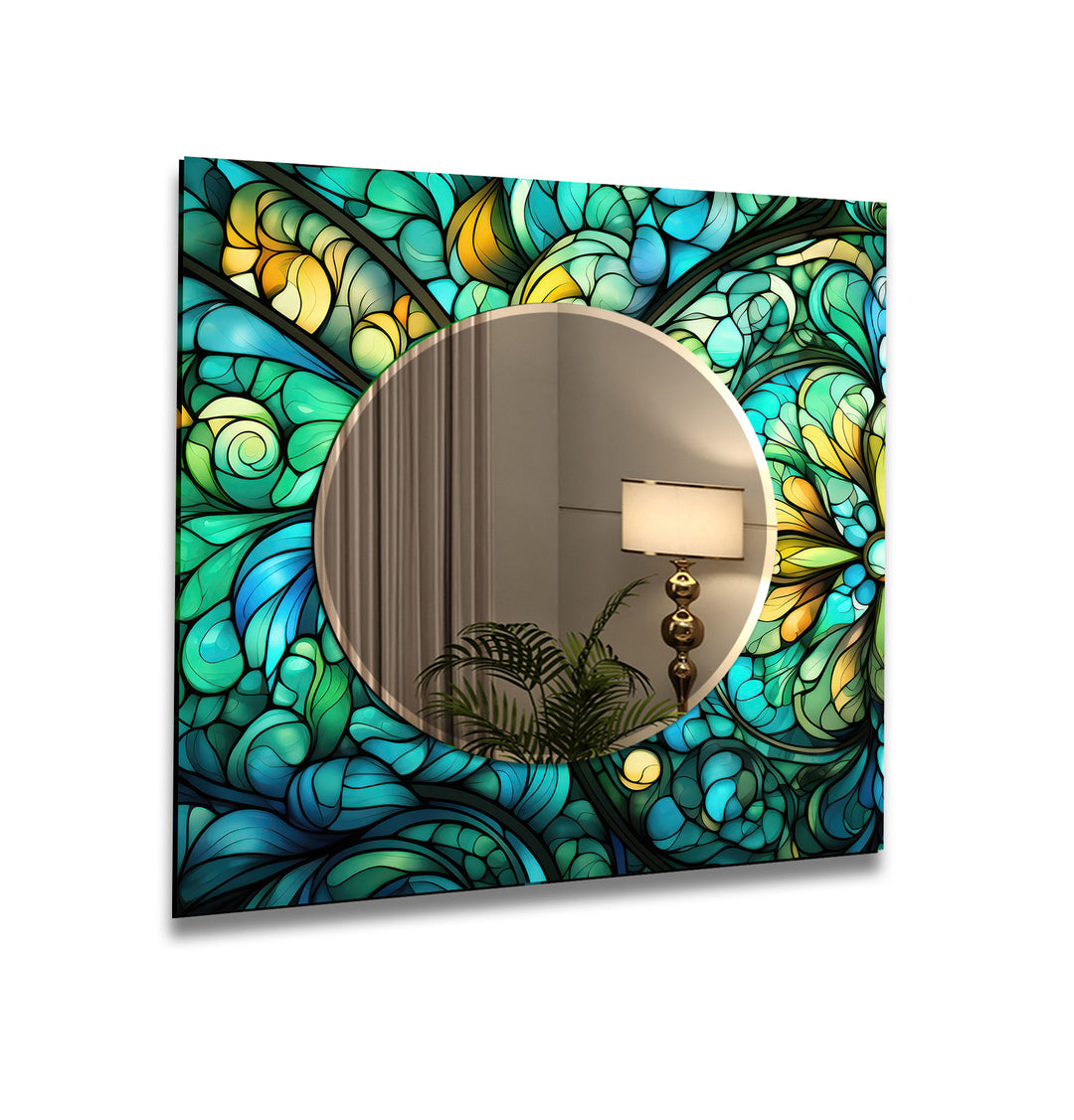 Green Flower Wall Mirrors gold wall mirror
