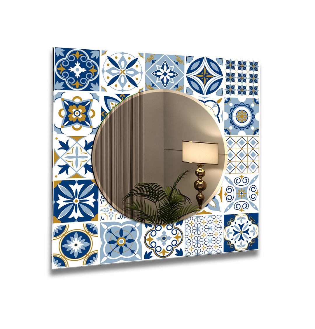 Blue and White Wall Mirrors gold wall mirror
