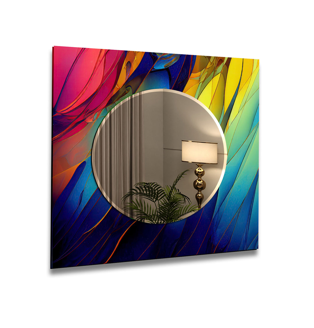 Modern Colored Abstract Wall Mirror Rectangle Mirror
