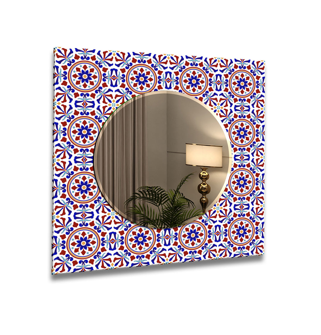 Mosaic Red and Blue Wall Mirror white mirror
