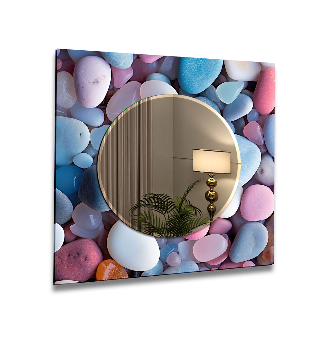 Zen Spa Stones Pink Wall Mirror mirrors in black
