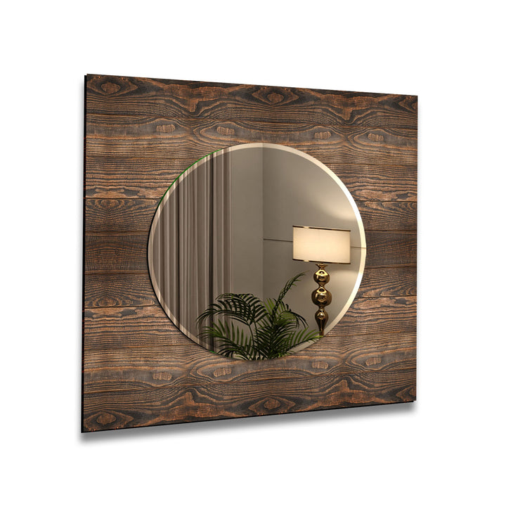 Dark Brown Wooden Design Wall Mirror unique mirrors
