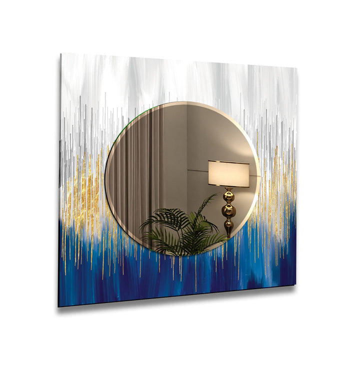 Marble Gold & Blue Wall Mirror Abstract Wall Mirror
