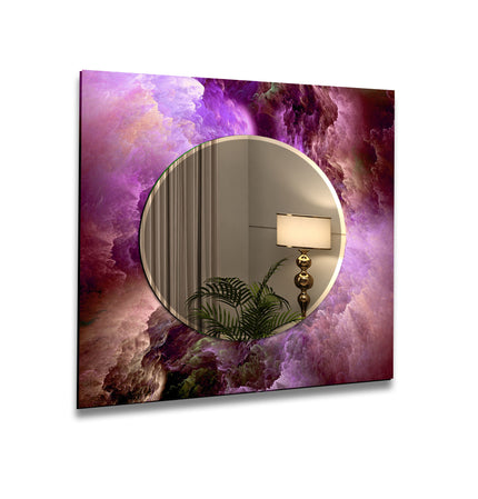 Abstract Tempered Glass Wall Mirror