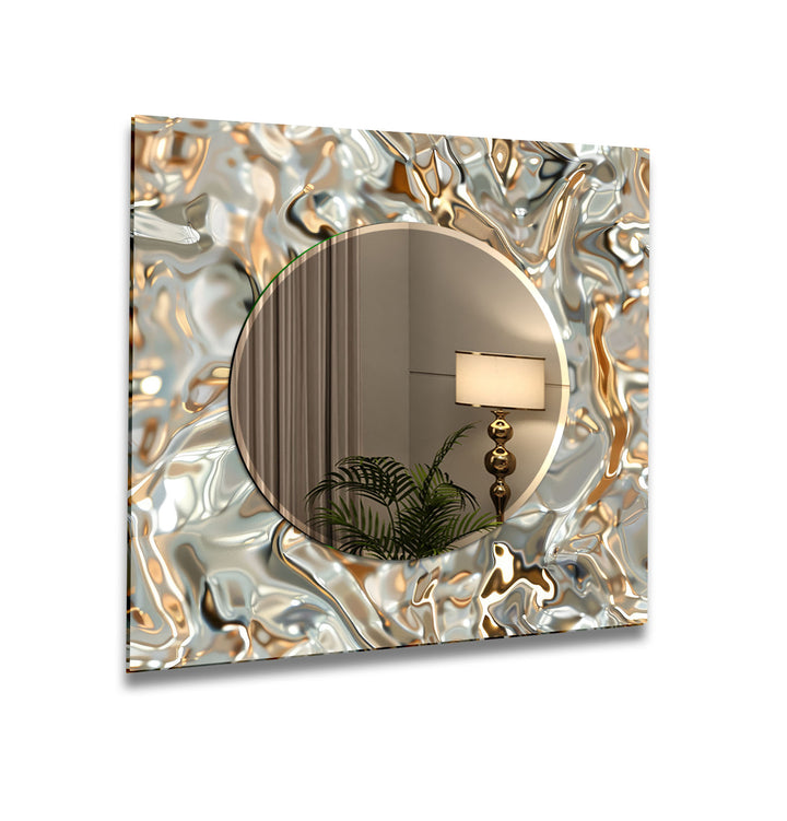 Shiny Gray Golden Wall Mirror Stained Glass Wall Mirror
