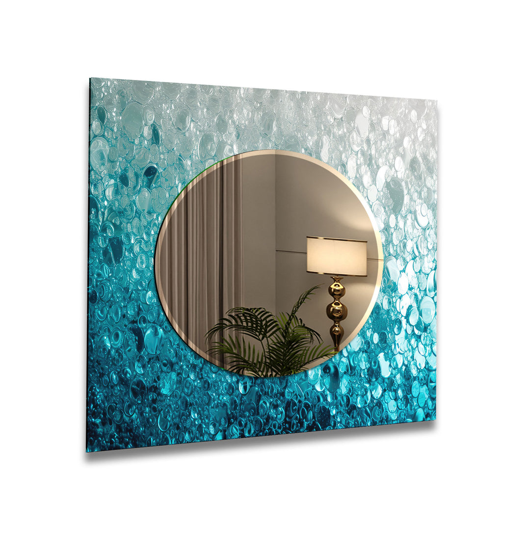 Blue Abstract Bubbles Wall Mirror gold frame mirror
