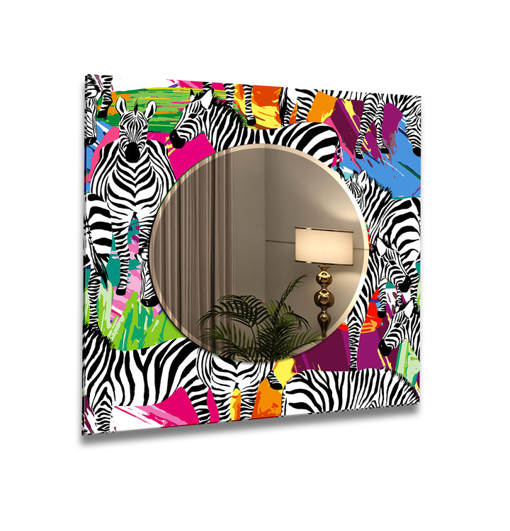 Abstract Zebras Wall Mirror Stained Glass Wall Mirror
