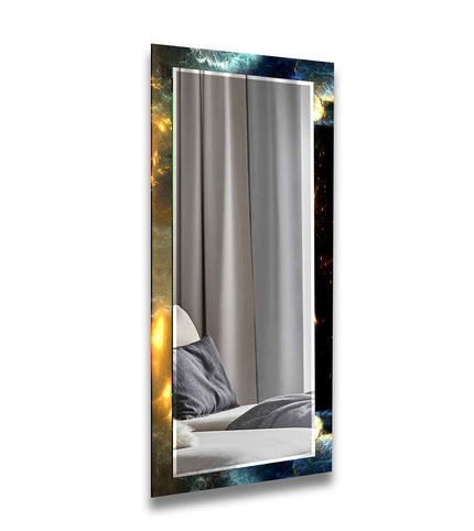 Abstract Tempered Glass Wall Mirror