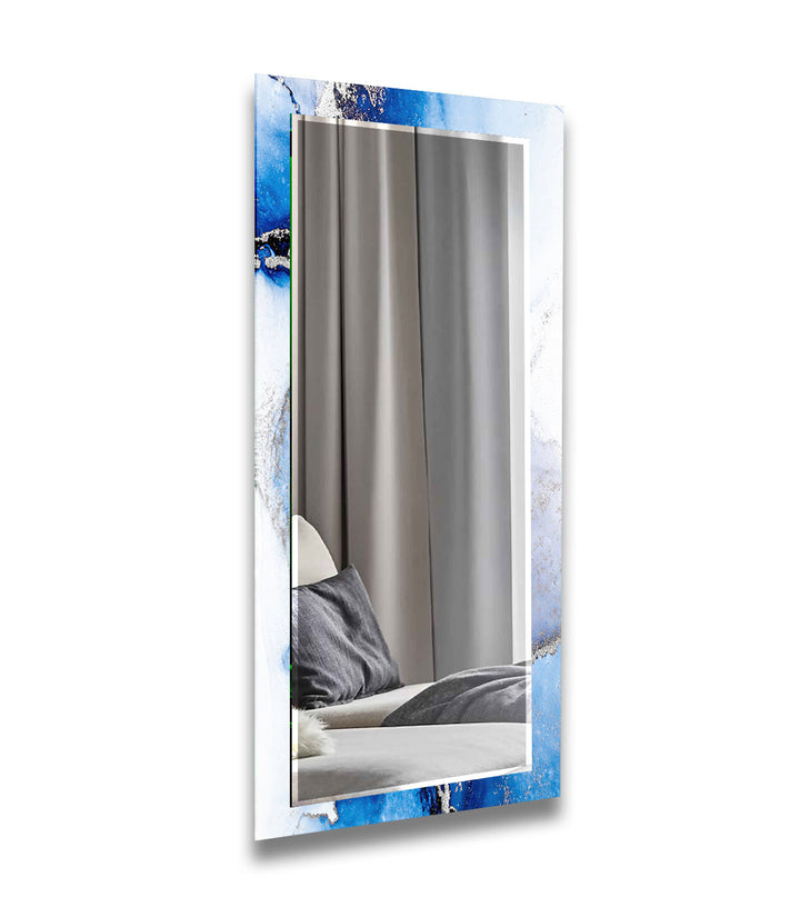 White and Blue Marble Wall Mirrors white mirror
