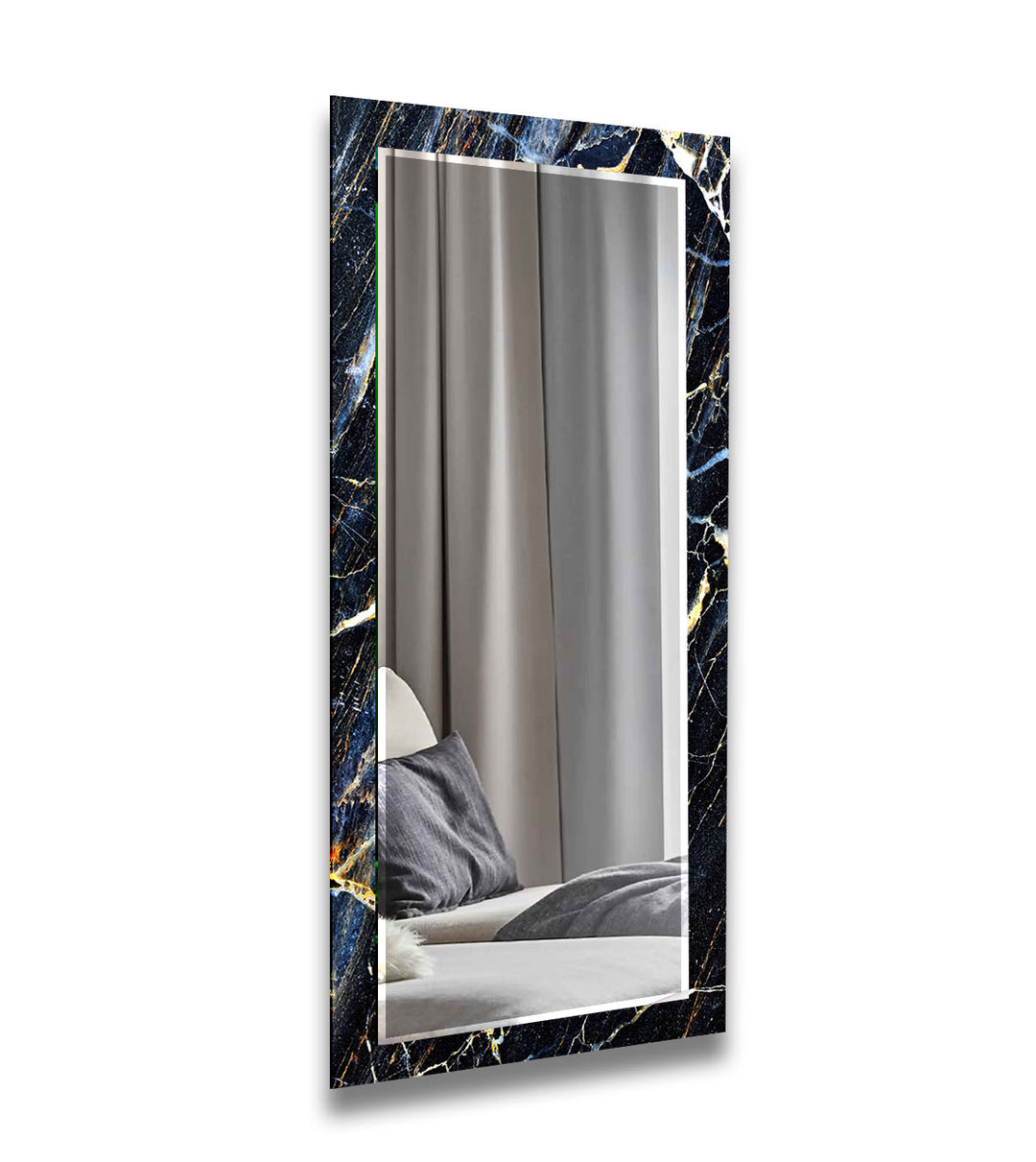 Dark Marble Abstract Wall Mirrors Blue Mirror
