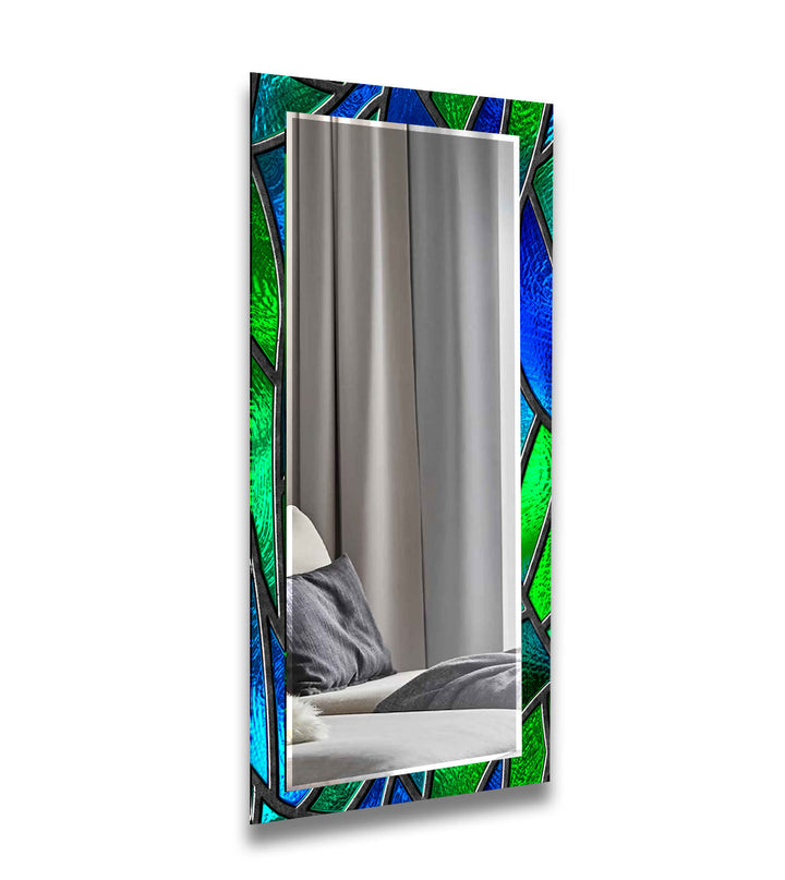 Green and Blue Abstract Wall Mirrors Mosaic Mirror 
