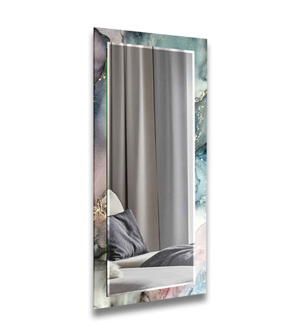 Abstract Tempered Glass Wall Mirror