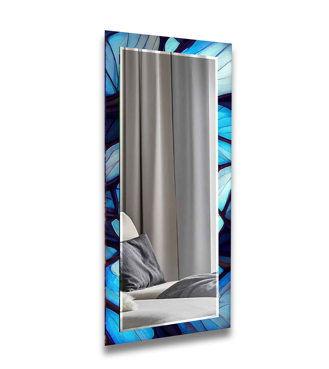 Blue and White Stained Wall Mirrors full length mirrors
