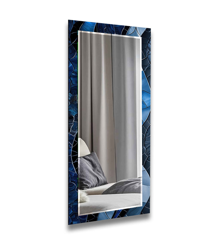 Dark Blue Mosaic Wall Mirrors mirror with frame
