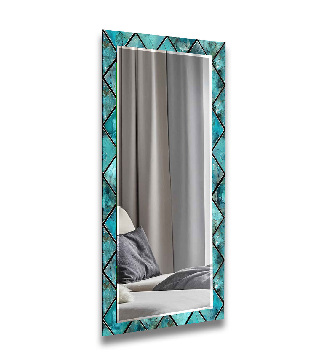 Geometric Design Blue Abstract Wall Mirror Marble Wall Mirror
