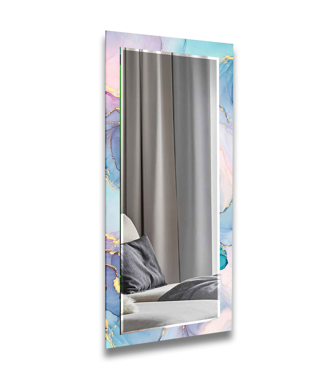 Light Pink & Blue Wall Mirror Blue Mirror
