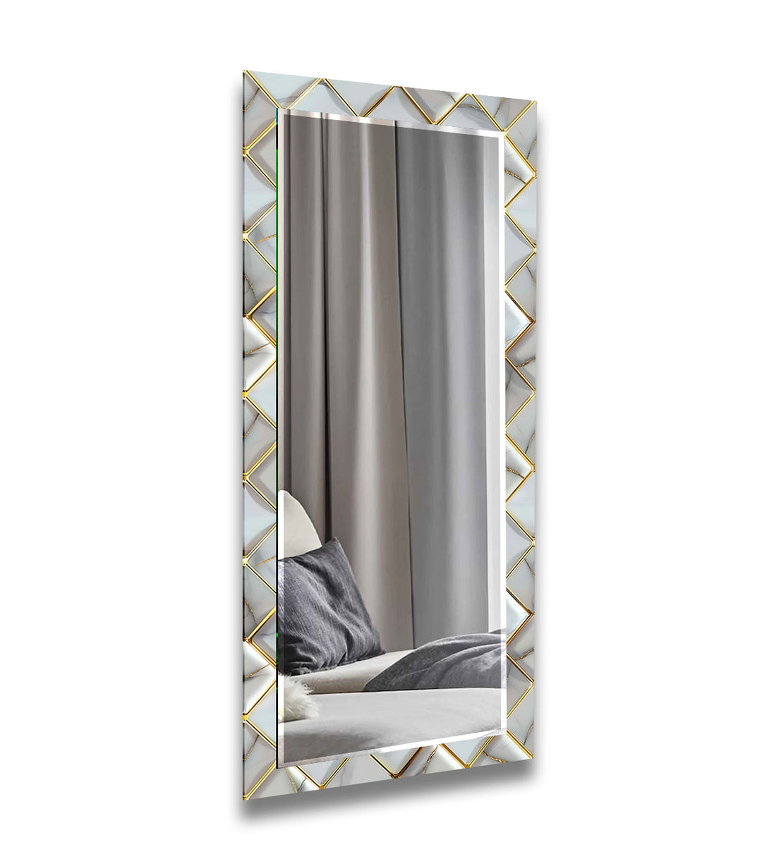 Gold Details Grey Marble Wall Mirror white mirror
