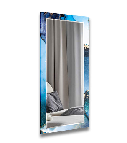 Abstract Tempered Glass Wall Mirror