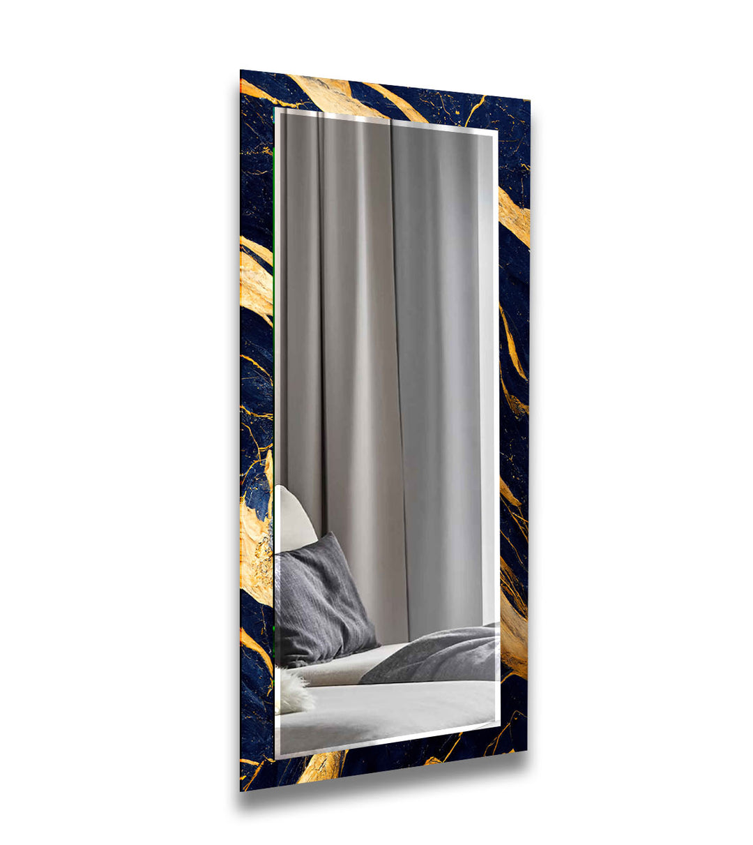 Golden Abstract Dark Blue Wall Mirror biggest wall mirror
