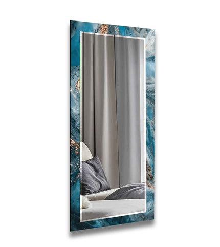 Abstract Tempered Glass Wall Mirror