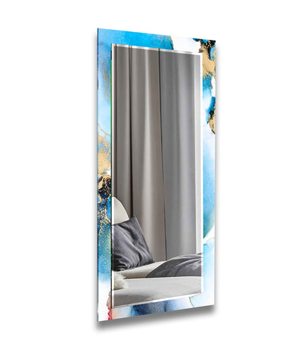 Abstract Tempered Glass Wall Mirror