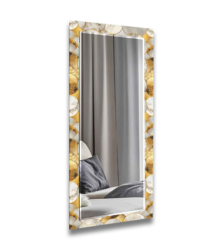 Gray and Gold Circles Wall Mirror Entryway Mirror
