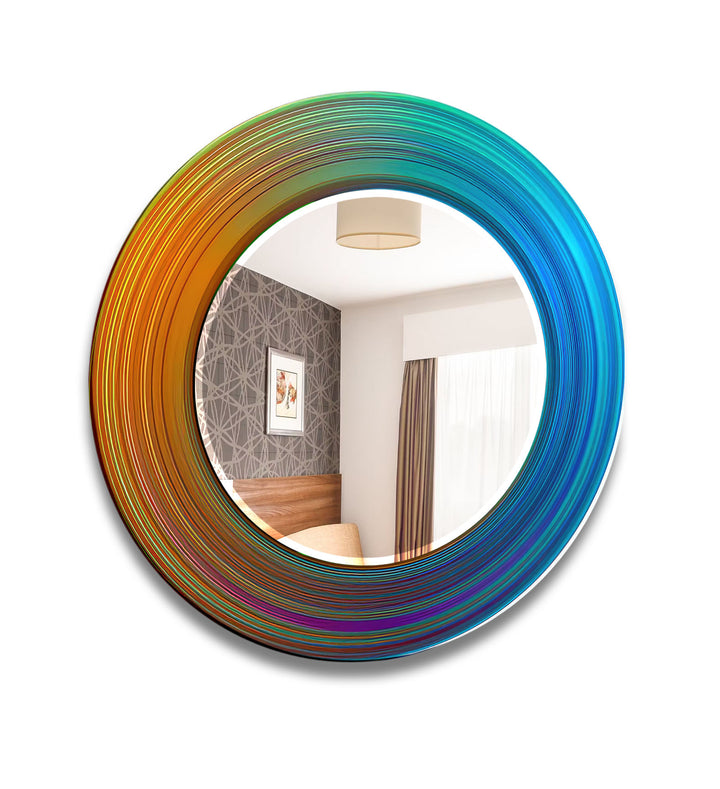 Orange & Blue Circles Abstract Wall Mirror Bathroom Mirror
