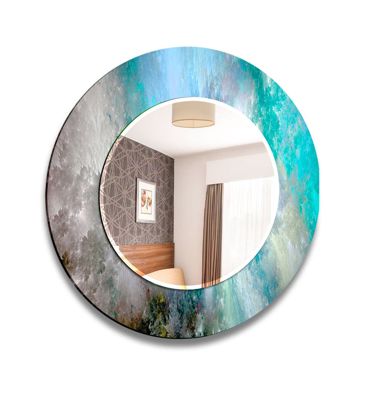 Blue & Gray Clouds Abstract Wall Mirror Green Wall Mirror
