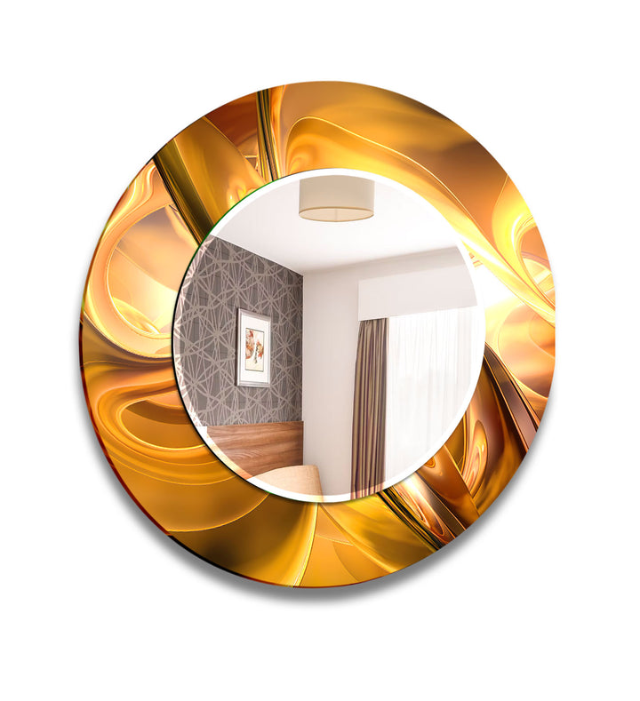 Caramel Color Lines Abstract Wall Mirror Gold Mirror
