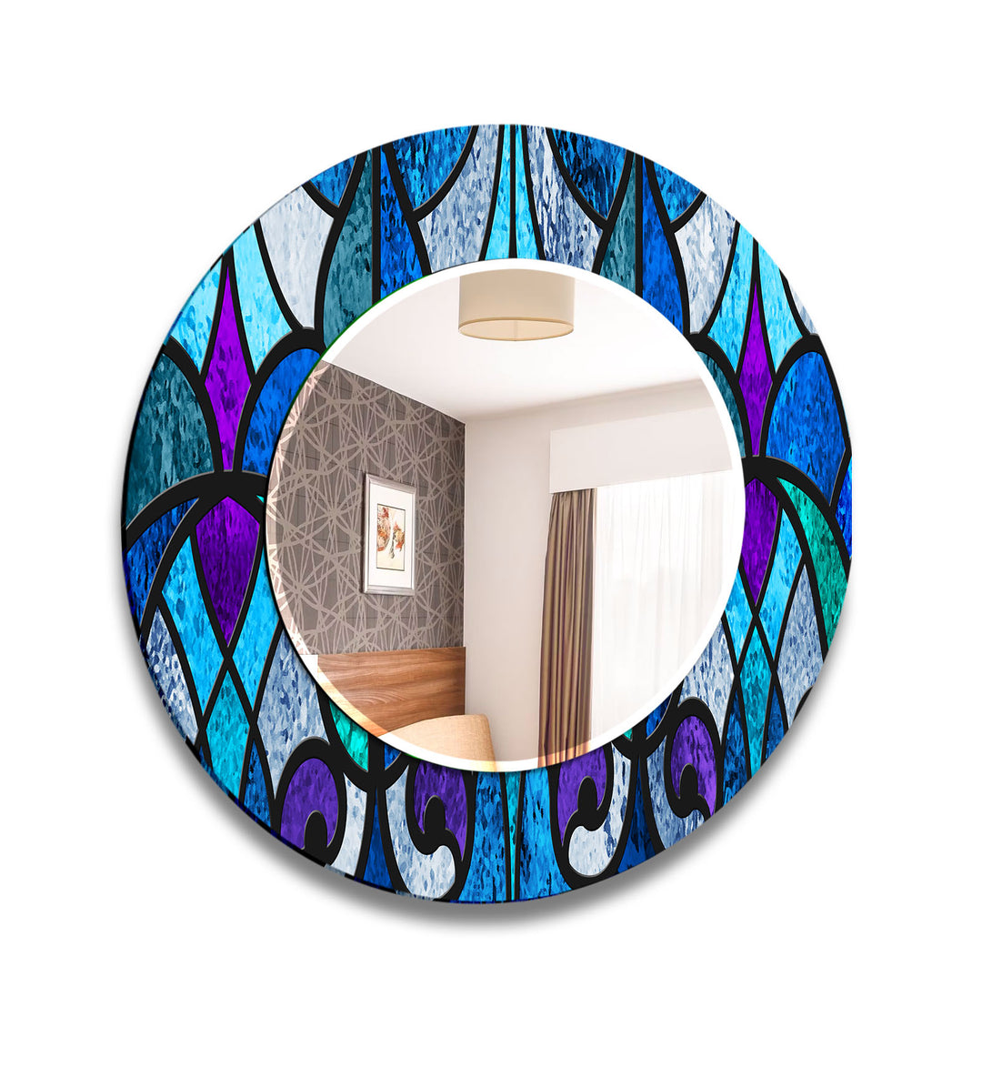 Geometric Blue Lines Wall Mirror Blue Wall Mirror
