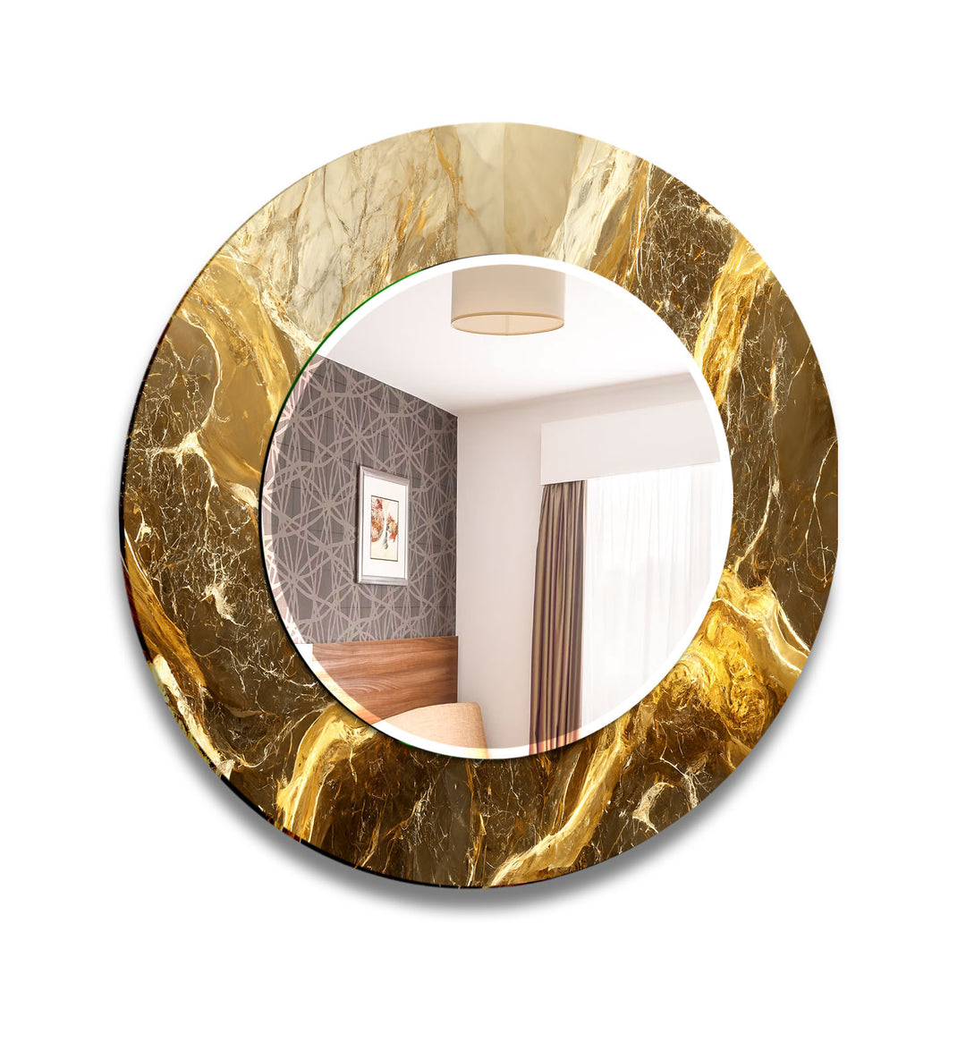 Vivid Golden Marble Wall Mirror Square Mirror
