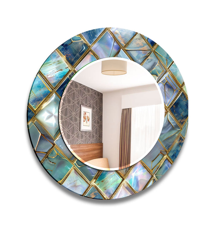 Turquoise Geometric Wall Mirror Small Wall Mirror