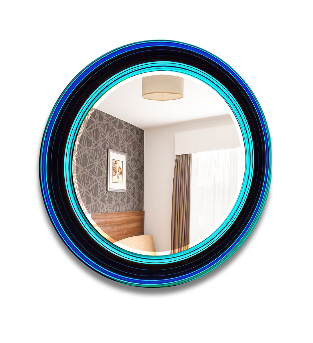 Abstract Turquoise Round Wall Mirror Round Wall Mirror
