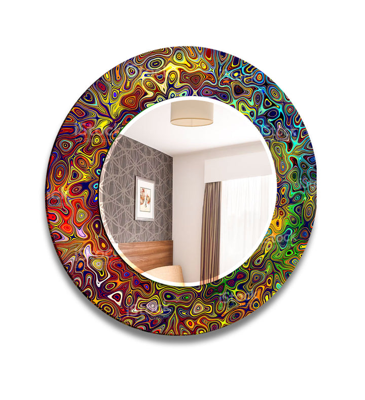 Abstract Colorful Round Wall Mirror Modern Mirror
