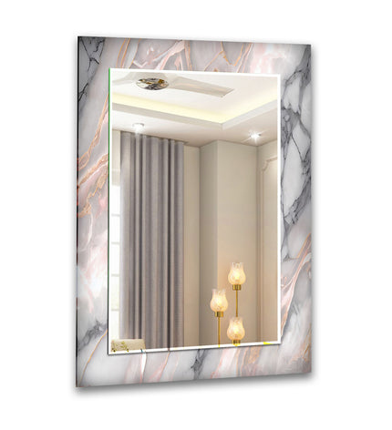 Abstract Tempered Glass Wall Mirror