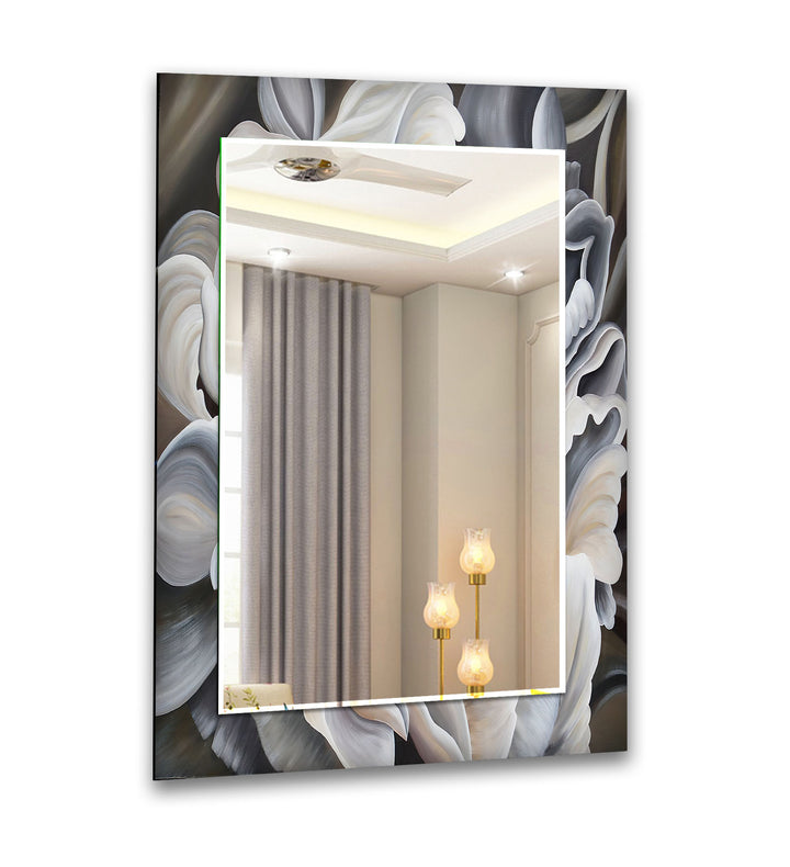 Grey Big Flower Leaves Wall Mirror large floor mirror
