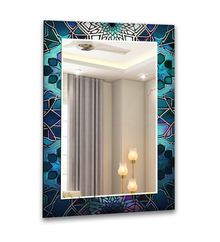 Dark Blue Design Abstract Wall Mirror Living Room Wall Mirror
