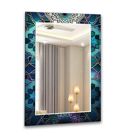 Blue Stained Tempered Glass Wall Mirror