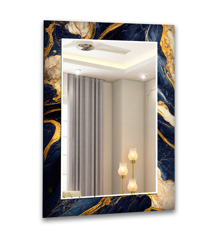 Dark Blue Golden Details Wall Mirrors oversized wall mirrors
