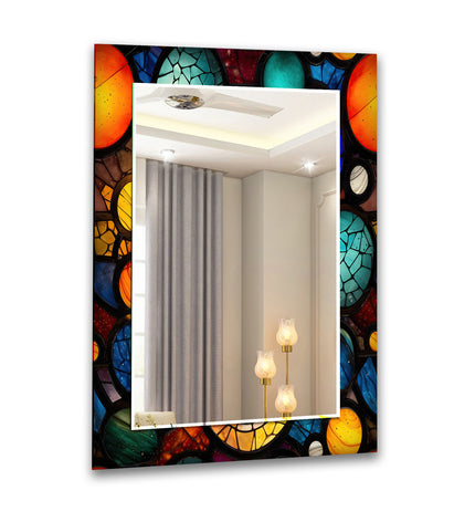 Colorful Abstract Tempered Glass Wall Mirror