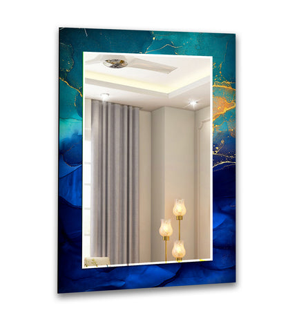 Abstract Tempered Glass Wall Mirror